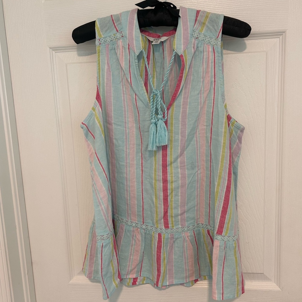 crown & ivy Multicolor Striped Sleeveless Top with Tassel Size XS